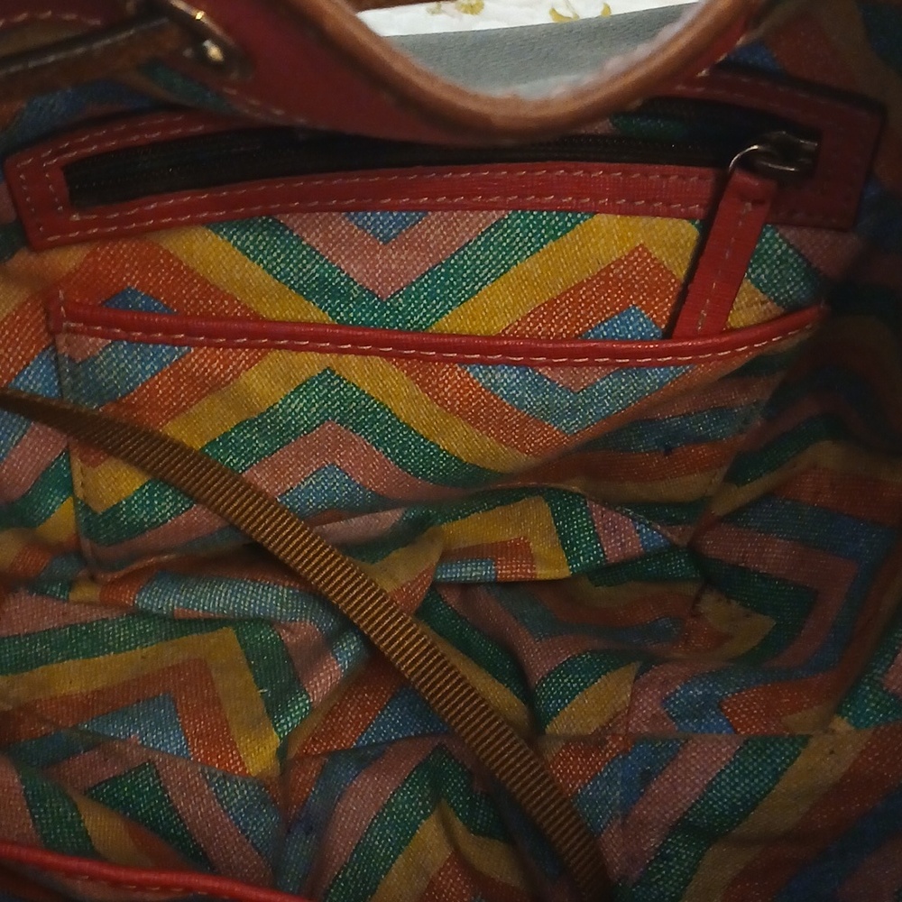 Dooney & Bourke Navy Leather Trim Drawstring Bucket Bag - Picture 8 of 10